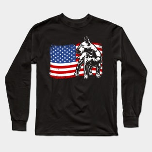 Proud Bull Terrier American Flag patriotic dog Long Sleeve T-Shirt